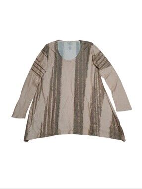 Go Couture Taupe & Dark Taupe Striped Long-Sleeve Tunic
